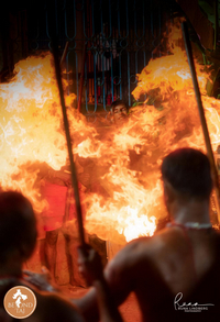 Photo: Devotee engulfed in flames during a Gajan fire ritual in Kandi