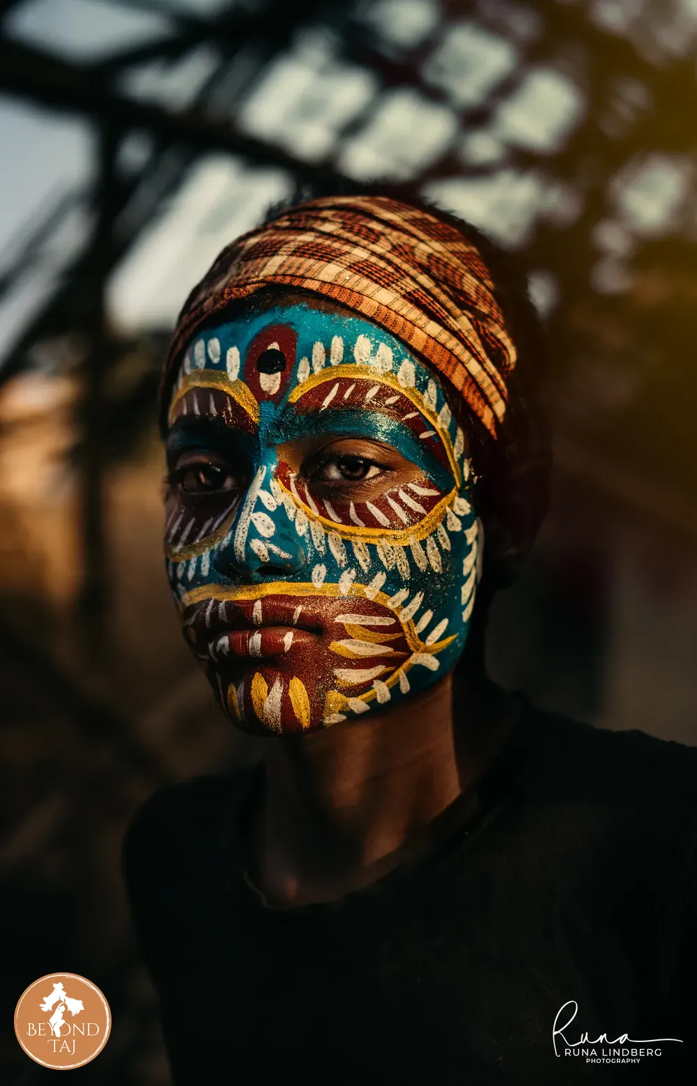 Portrait of a boy with facepaintings